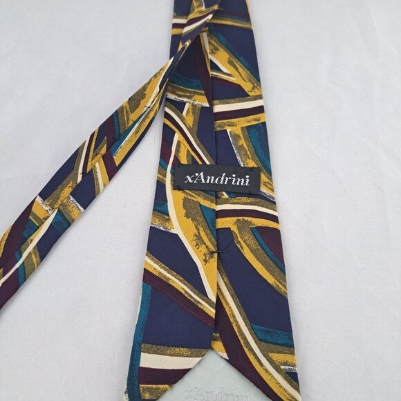 Xandrini 100% Silk Mens Necktie USA Imported Italy Patterned Vintage - Picture 2 of 10